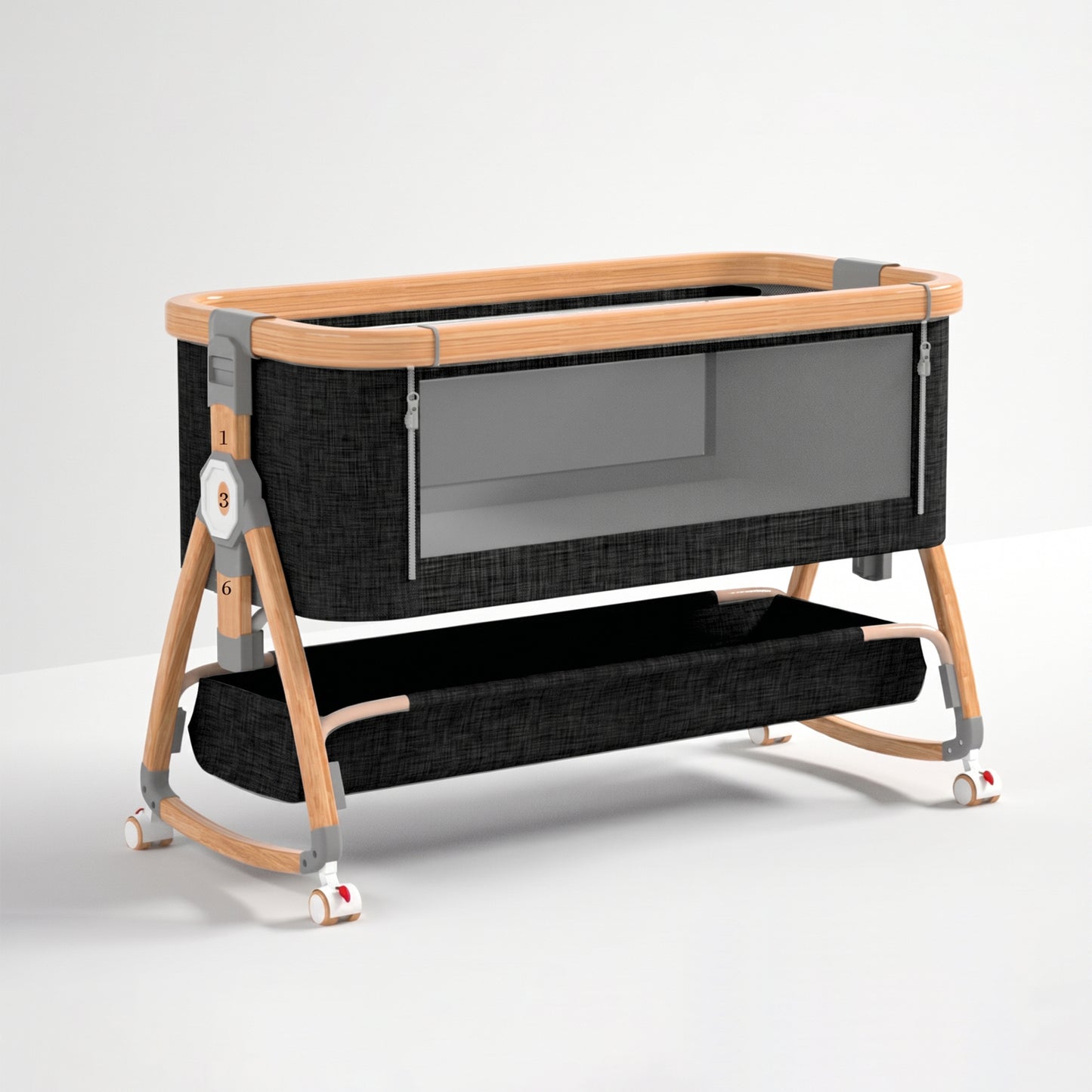 Dollcini Home Foldable Crib – Adjustable Height, Grey