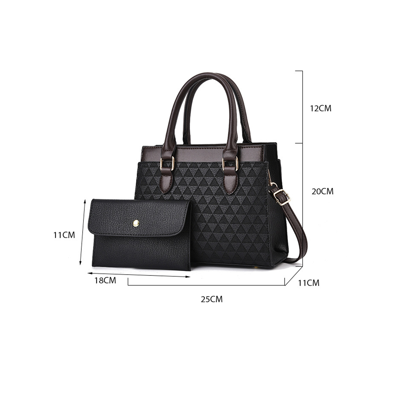 Dollcini Women's Large Tote Handbag and Wallet Set – Elegant, Zippered, with Shoulder Strap