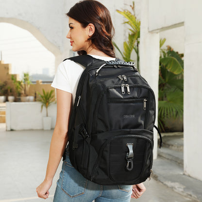Dollcini Unisex Laptop Backpack – Waterproof Travel Backpack with USB Charging Port, Black