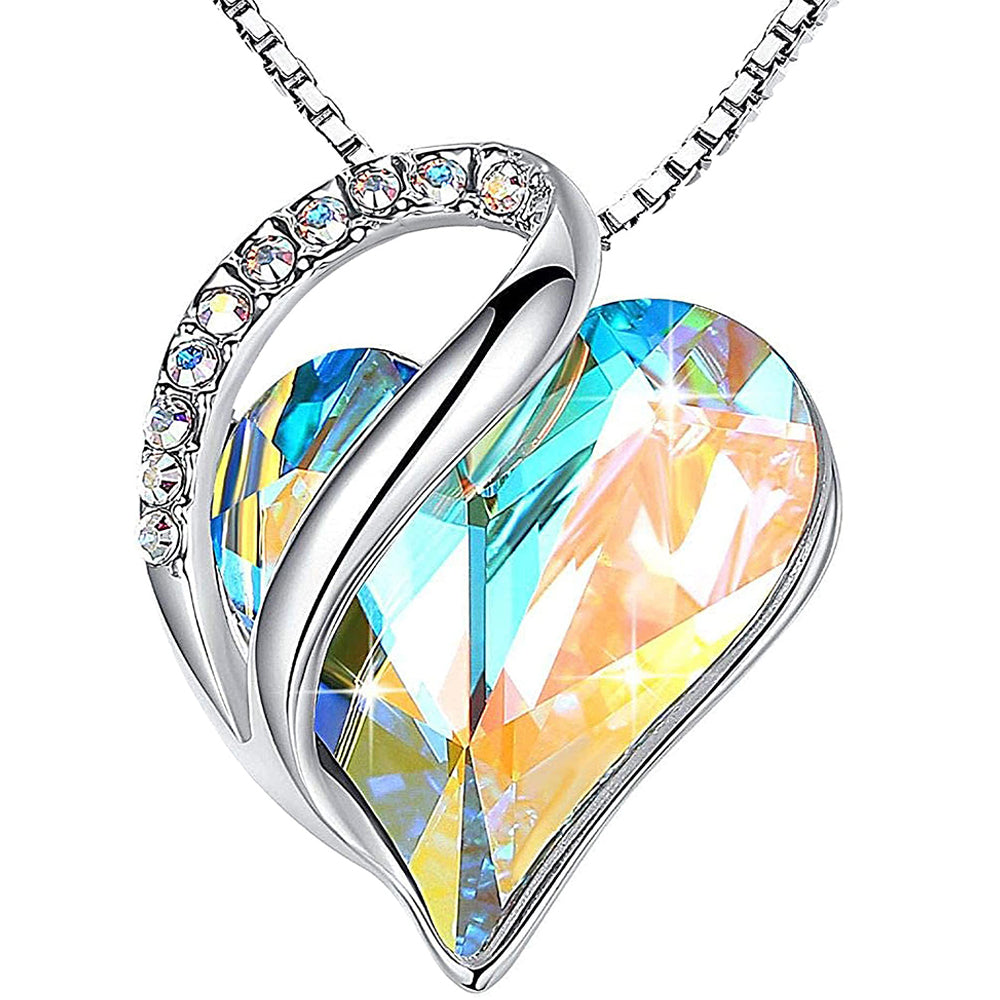Dollcini Silver Heart Jewelry – Crystal Necklace or Earrings Separately, or as a Jewelry Set
