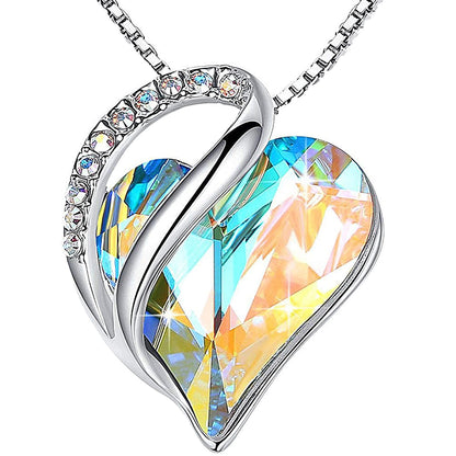 Dollcini Silver Heart Jewelry – Crystal Necklace or Earrings Separately, or as a Jewelry Set