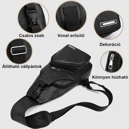 Dollcini Moška umetno usnjena ramenska torba – odporna proti praskam, USB