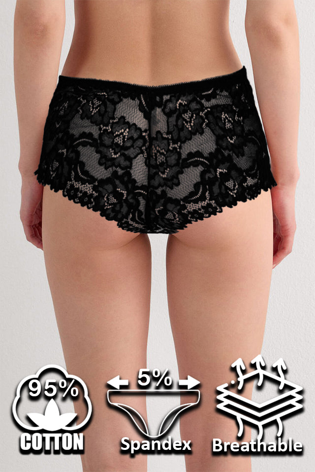 Dollcini, ženske tangice z visokim pasom, brazilske ženske tangice, čipkaste ženske tangice -95% bombaž + spandex, večbarvne, paket 6 kosov