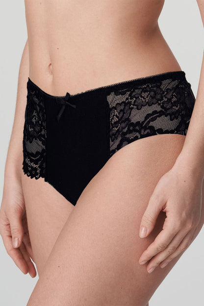 Dollcini, ženske tangice z visokim pasom, brazilske ženske tangice, čipkaste ženske tangice -95% bombaž + spandex, večbarvne, paket 6 kosov