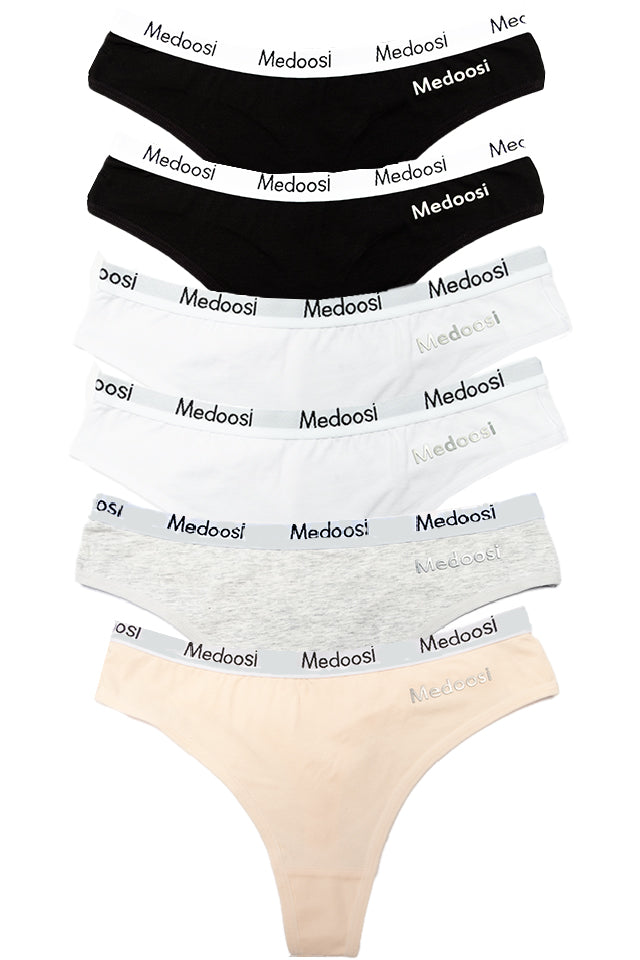 Dollcini, Tanga pentru femei, 95% bumbac + spandex - Multicolor, pachet de 6 bucăți