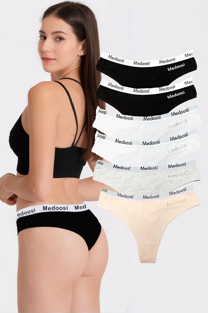 Dollcini, Tanga pentru femei, 95% bumbac + spandex - Multicolor, pachet de 6 bucăți