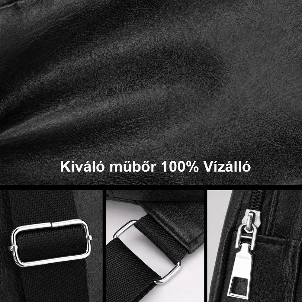 Dollcini Moška umetno usnjena ramenska torba – odporna proti praskam, USB