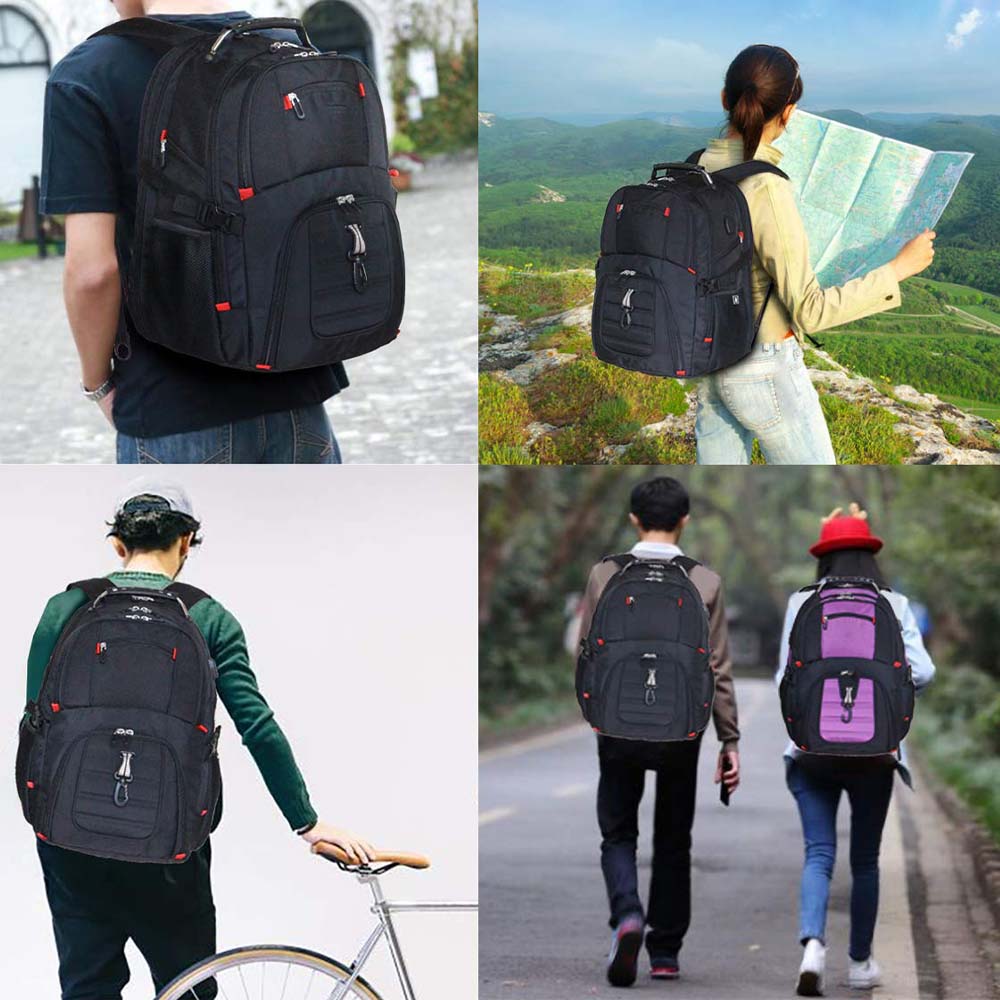Dollcini Unisex Laptop Backpack – Waterproof Travel Backpack with USB Charging Port, Black