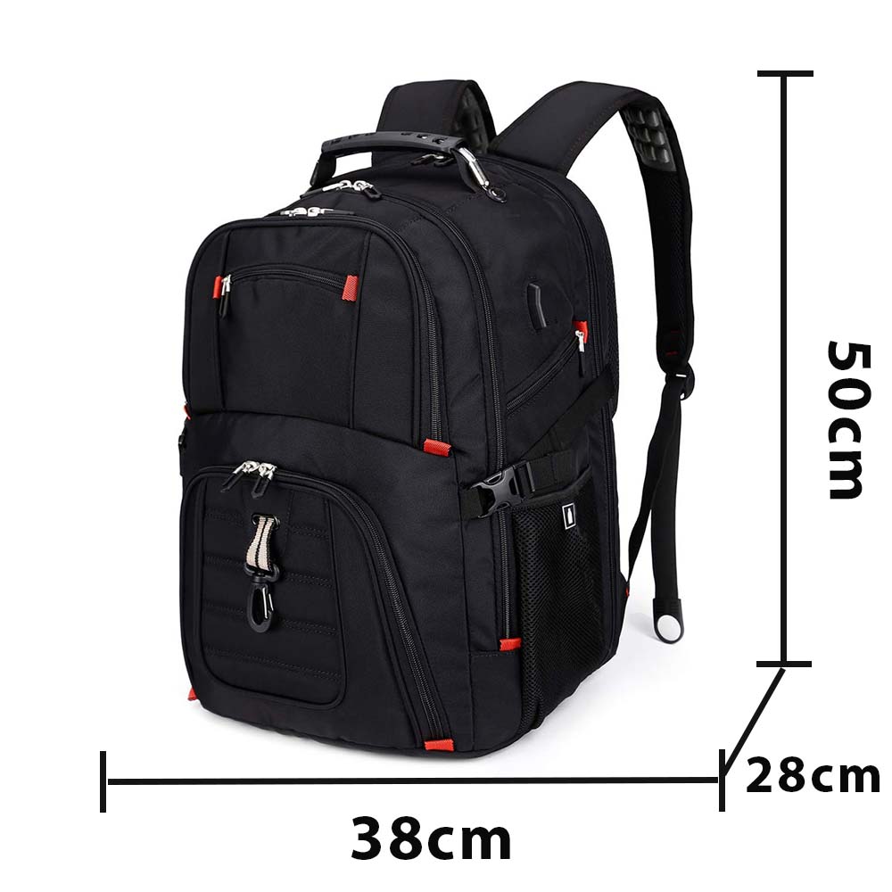 Dollcini Unisex Laptop Backpack – Waterproof Travel Backpack with USB Charging Port, Black