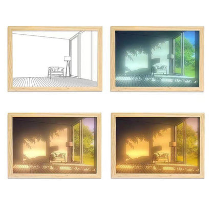 Dollcini Home LED Illuminated Wall Art – USB, Wooden Frame Decor