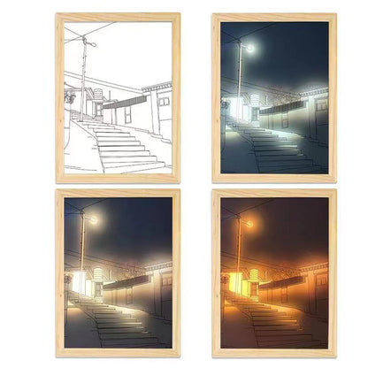 Dollcini Home LED Illuminated Wall Art – USB, Wooden Frame Decor