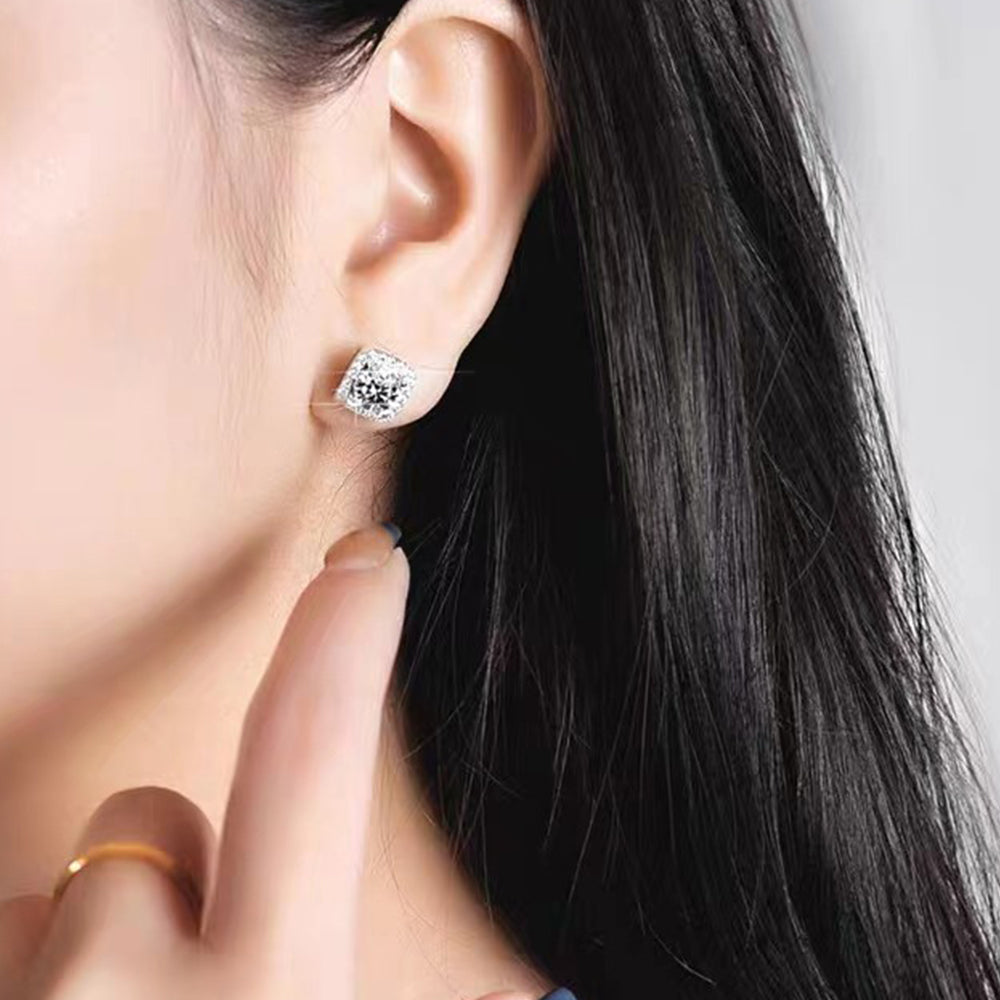 fülbevaló, ezüst, moissanite kővel, 925 ezüst részlettel, fényes részlettel, 436242 modell