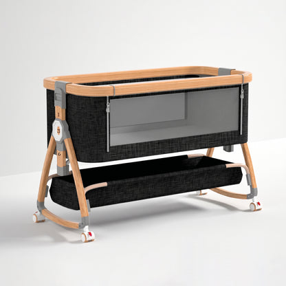 Dollcini Home Foldable Crib – Adjustable Height, Grey