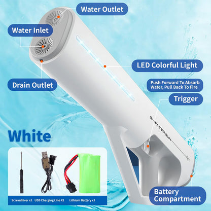 Dollcini Automatic Electric Water Gun – USB Rechargeable, LED Light, 510 ml