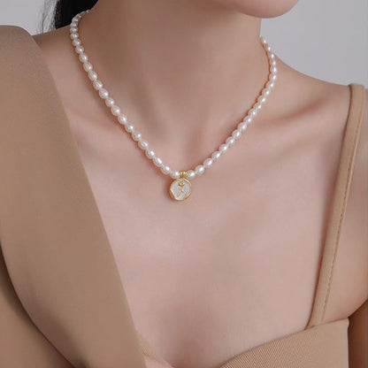 Dollcini Pearl Bead Necklace with Flower Pendant – Rose or Tulip