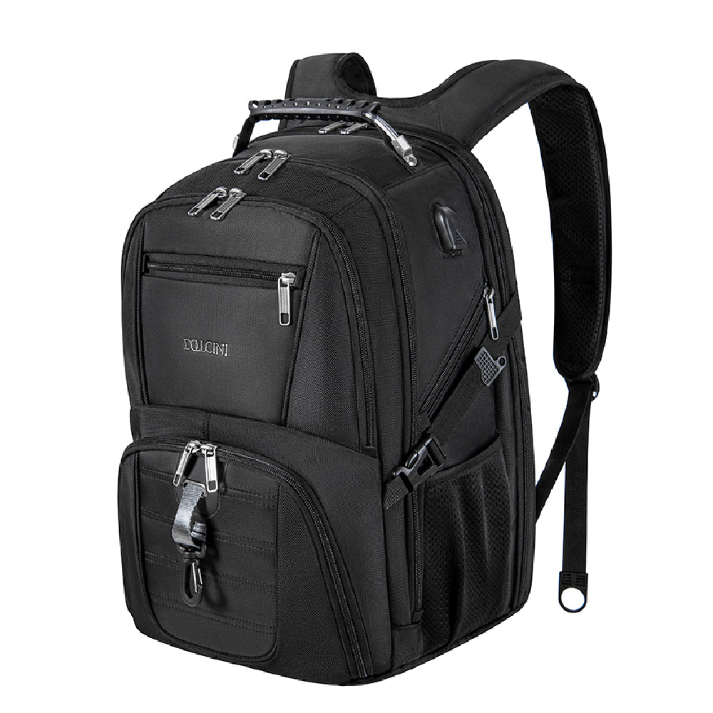Dollcini Unisex Laptop Backpack – Waterproof Travel Backpack with USB Charging Port, Black