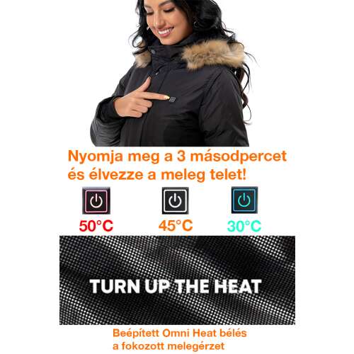Dollcini Women's Heated Jacket – Waterproof, Hooded, with 9 Heating Elements [Powerbank sold separately]
