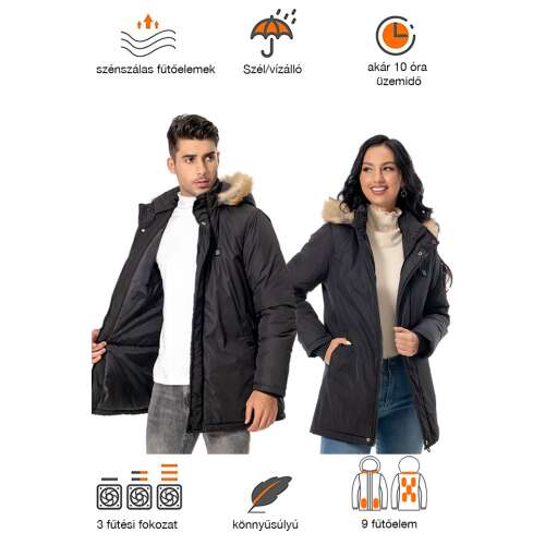 Dollcini Men's Heated Jacket – Waterproof, Hooded, with 9 Heating Elements [Powerbank sold separately]