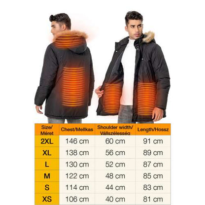 Dollcini Men's Heated Jacket – Waterproof, Hooded, with 9 Heating Elements [Powerbank sold separately]