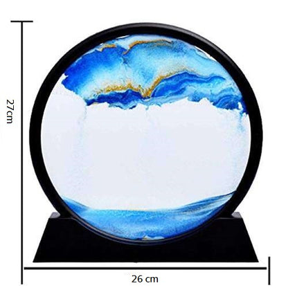 Dollcini Home 3D Dynamic Sand Painting – Medium Glass Frame Decoration, 12", 27 cm
