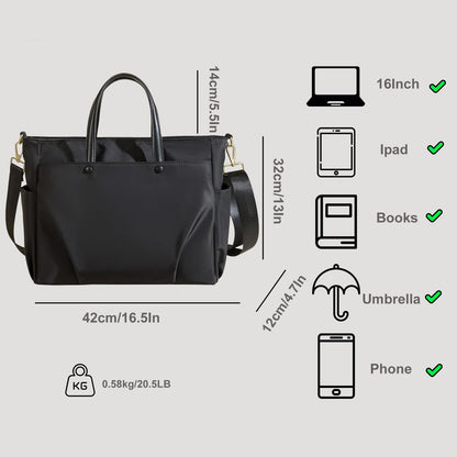 Dollcini geantă pentru laptop de damă rezistentă la apă, cu compartiment de 16 inch – geantă de umăr din nailon, cu capacitate mare