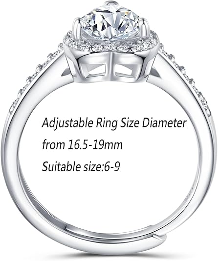 Dollcini Inel Moissanite de 1 Carat - Argint 925, Cu Certificat GRA