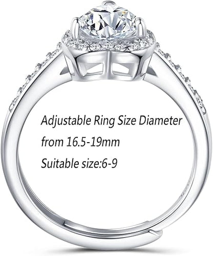 Dollcini Inel Moissanite de 1 Carat - Argint 925, Cu Certificat GRA