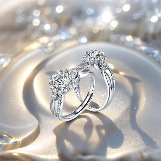 Dollcini Inel Moissanite de 1 Carat - Argint 925, Cu Certificat GRA