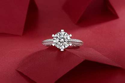 Dollcini Klasszikus Hatkarmos Moissanite Gyűrű Köves Díszítéssel és GRA Igazolással – 1, 2 és 3 Karátos Változatban