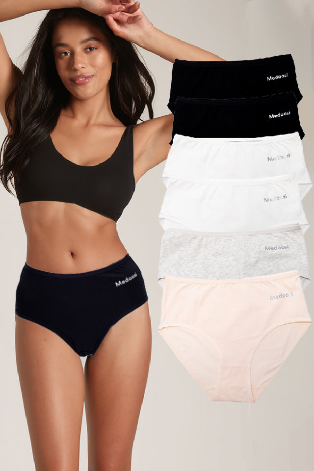 Dollcini, ženske spodnje hlačke z visokim pasom, 95% bombaž + spandex – večbarvne, paket 6 kosov, 68822