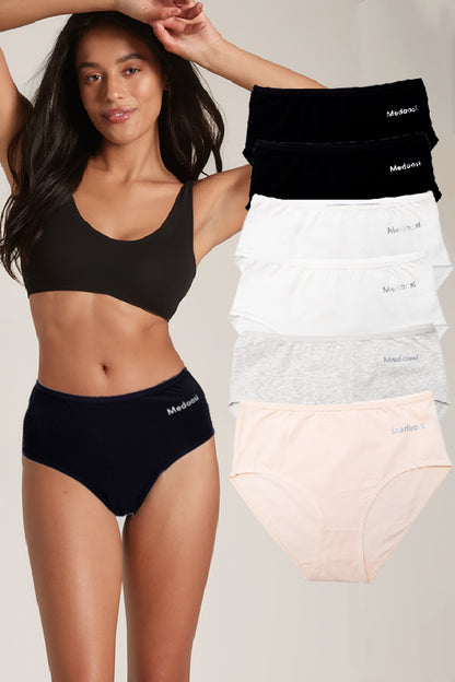 Dollcini, ženske spodnje hlačke z visokim pasom, 95% bombaž + spandex – večbarvne, paket 6 kosov, 68822