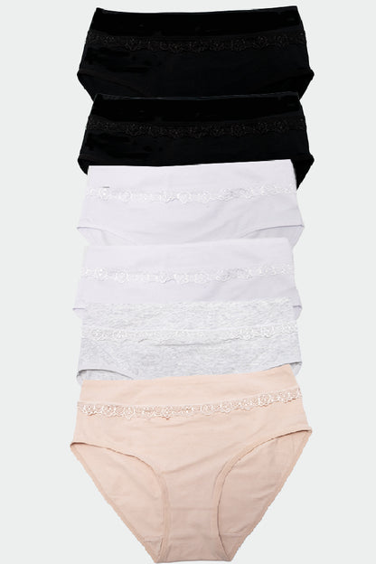 Dollcini, chiloți damă cu talie înaltă, 95% bumbac + spandex - multicolor, pachet de 6 bucăți, 69352