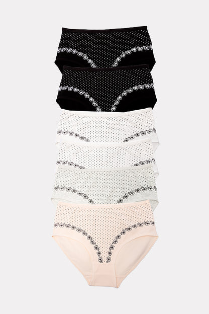 Dollcini, ženske spodnje hlačke z visokim pasom, 95% bombaž + spandex – večbarvne, paket 6 kosov,69482