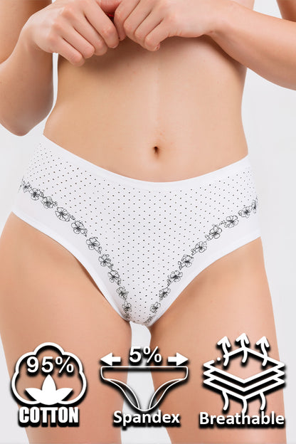 Dollcini, ženske spodnje hlačke z visokim pasom, 95% bombaž + spandex – večbarvne, paket 6 kosov,69482