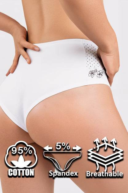 Dollcini, ženske spodnje hlačke z visokim pasom, 95% bombaž + spandex – večbarvne, paket 6 kosov,69482