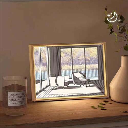 Dollcini Home LED Illuminated Wall Art – USB, Wooden Frame Decor