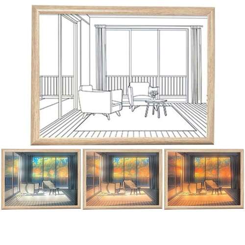 Dollcini Home LED Illuminated Wall Art – USB, Wooden Frame Decor