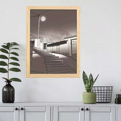 Dollcini Home LED Illuminated Wall Art – USB, Wooden Frame Decor