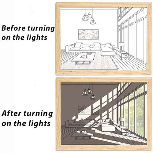 Dollcini Home LED Illuminated Wall Art – USB, Wooden Frame Decor