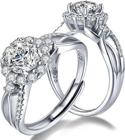 Dollcini Inel Moissanite de 1 Carat - Argint 925, Cu Certificat GRA
