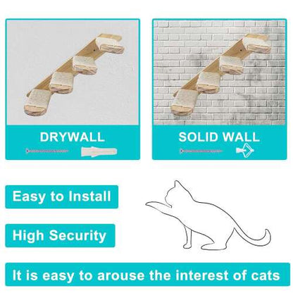 Dollcini Home Wall Cat Ladder – Safe Wooden Cat Furniture