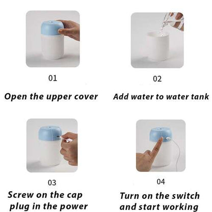 Dollcini Home Humidifier – Warm Light Aromatherapy Essential Oil Diffuser Decor