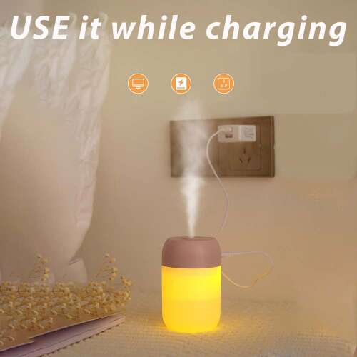 Dollcini Home Humidifier – Warm Light Aromatherapy Essential Oil Diffuser Decor