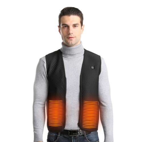 Dollcini Vestă Încălzită pentru Bărbați – Guler în V, Încălzire USB, Stilată și Călduroasă [Powerbank-ul se vinde separat]