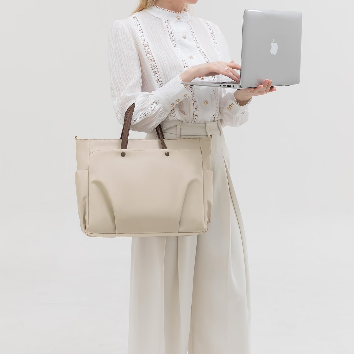 Dollcini geantă pentru laptop de damă rezistentă la apă, cu compartiment de 16 inch – geantă de umăr din nailon, cu capacitate mare