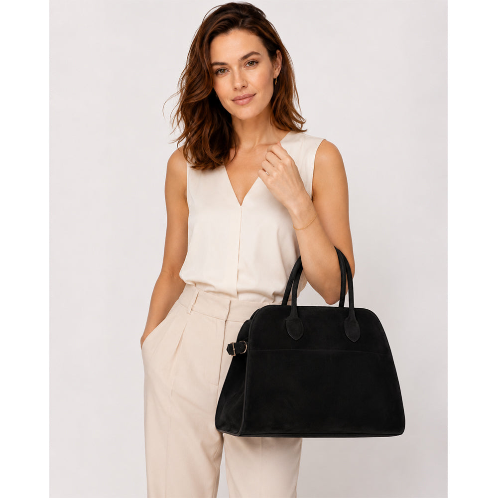 Dollcini Suede-Effect PU Women's Handbag – Large Shopper Bag, Available in Multiple Colors