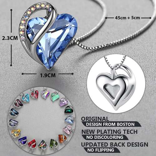 Dollcini Silver Heart Jewelry – Crystal Necklace or Earrings Separately, or as a Jewelry Set