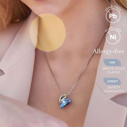 Dollcini Silver Heart Jewelry – Crystal Necklace or Earrings Separately, or as a Jewelry Set