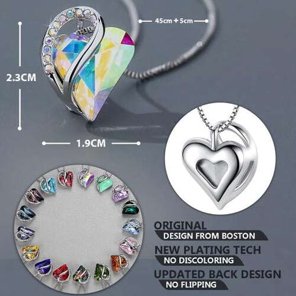 Dollcini Silver Heart Jewelry – Crystal Necklace or Earrings Separately, or as a Jewelry Set