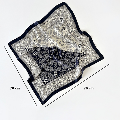 Dollcini, Eșarfă din satin pentru femei – model paisley 70×70 cm